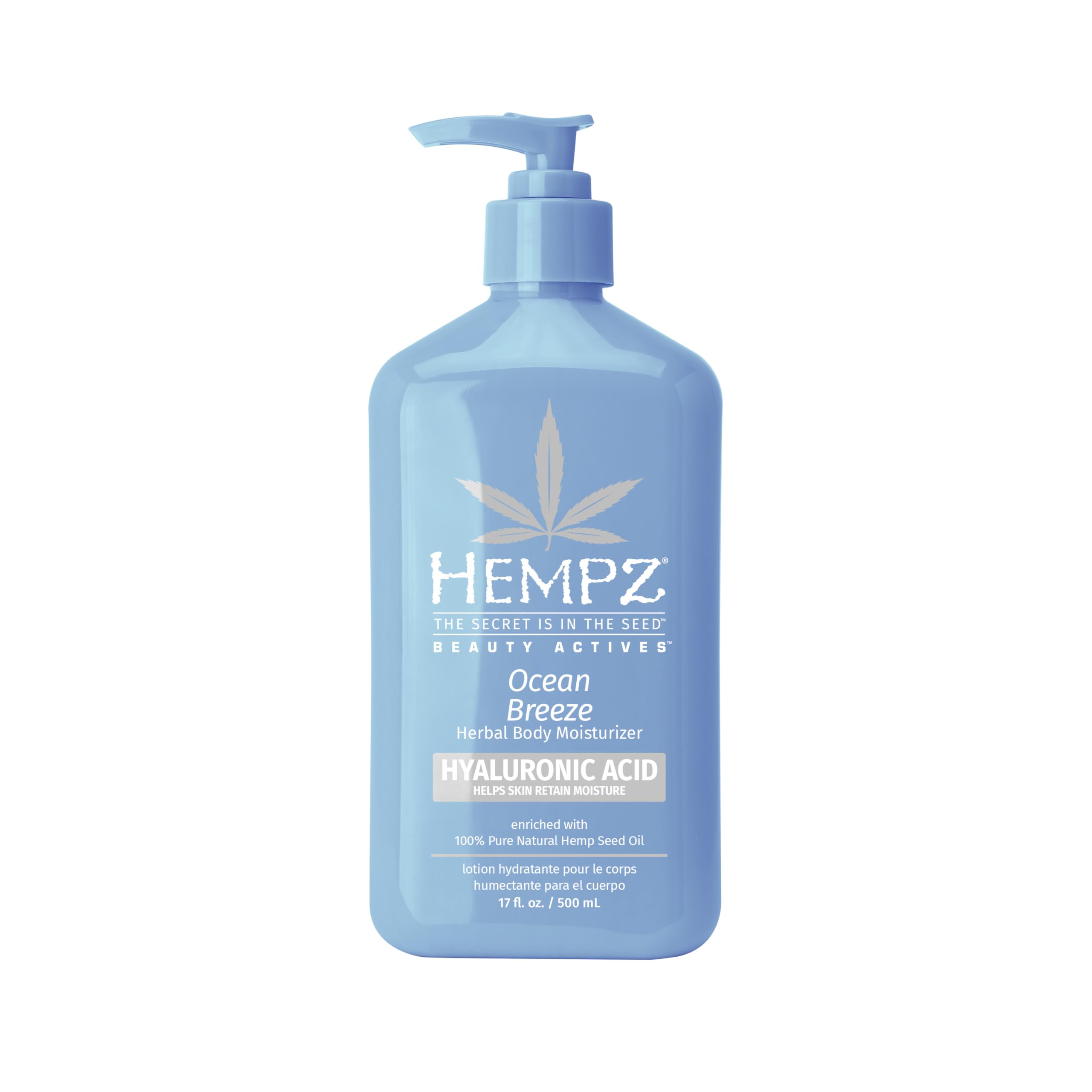 Hempz Ocean Breeze Edición Limitada en frasco, hidratación suave.