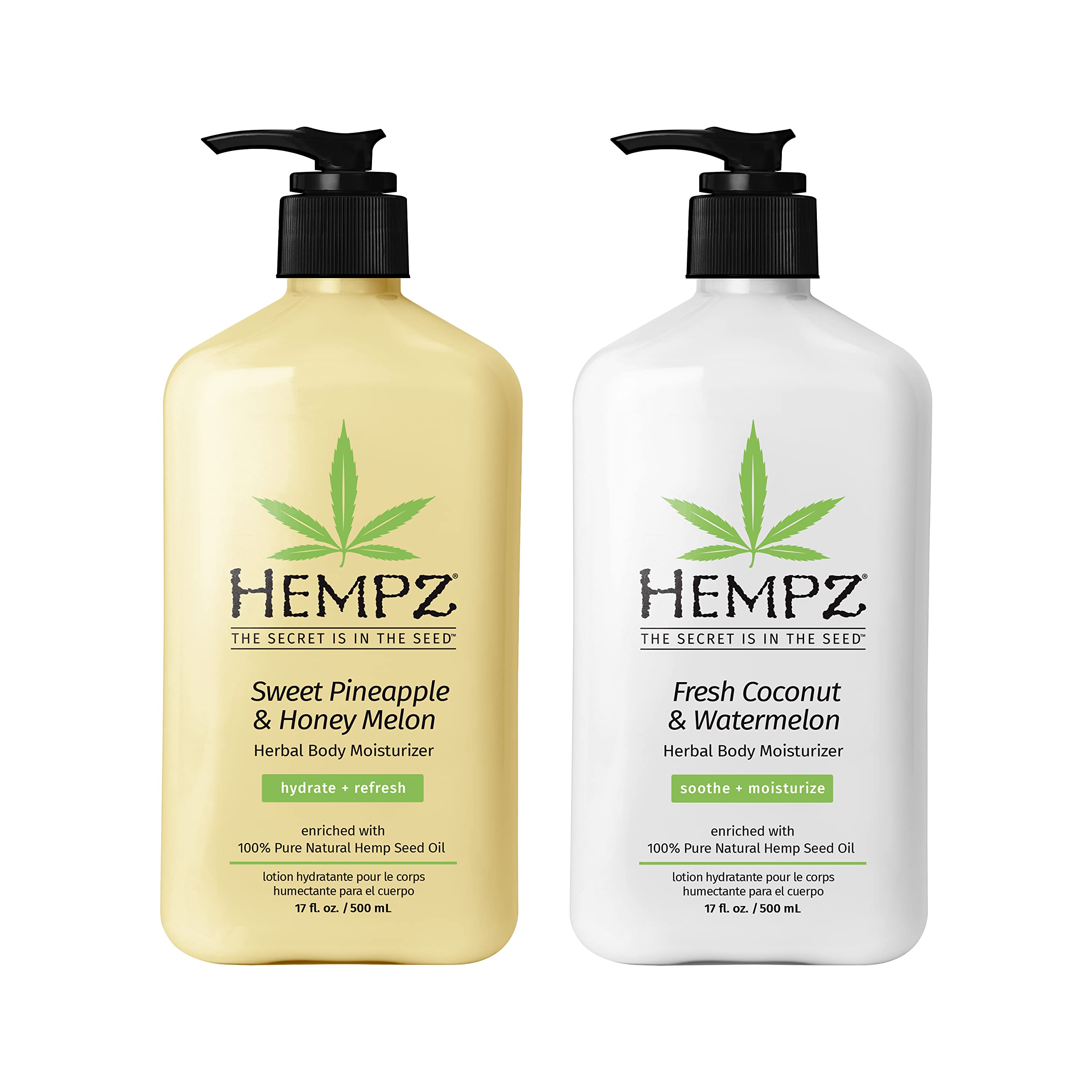 Hempz doble paquete de cremas corporales para hidratación continua