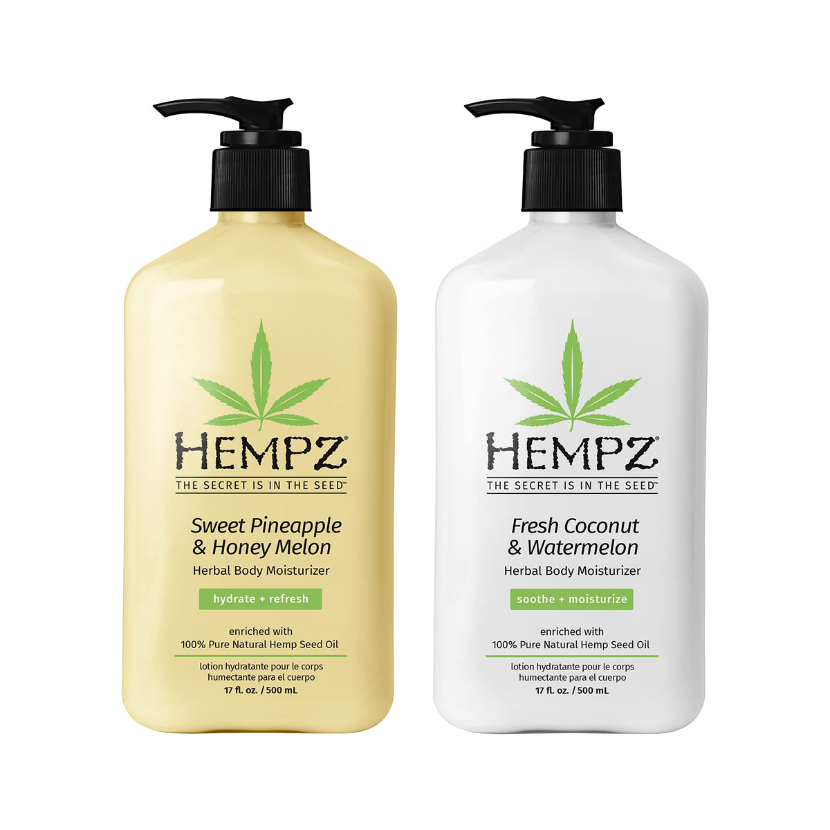 Hempz doble paquete de cremas corporales para hidratación continua