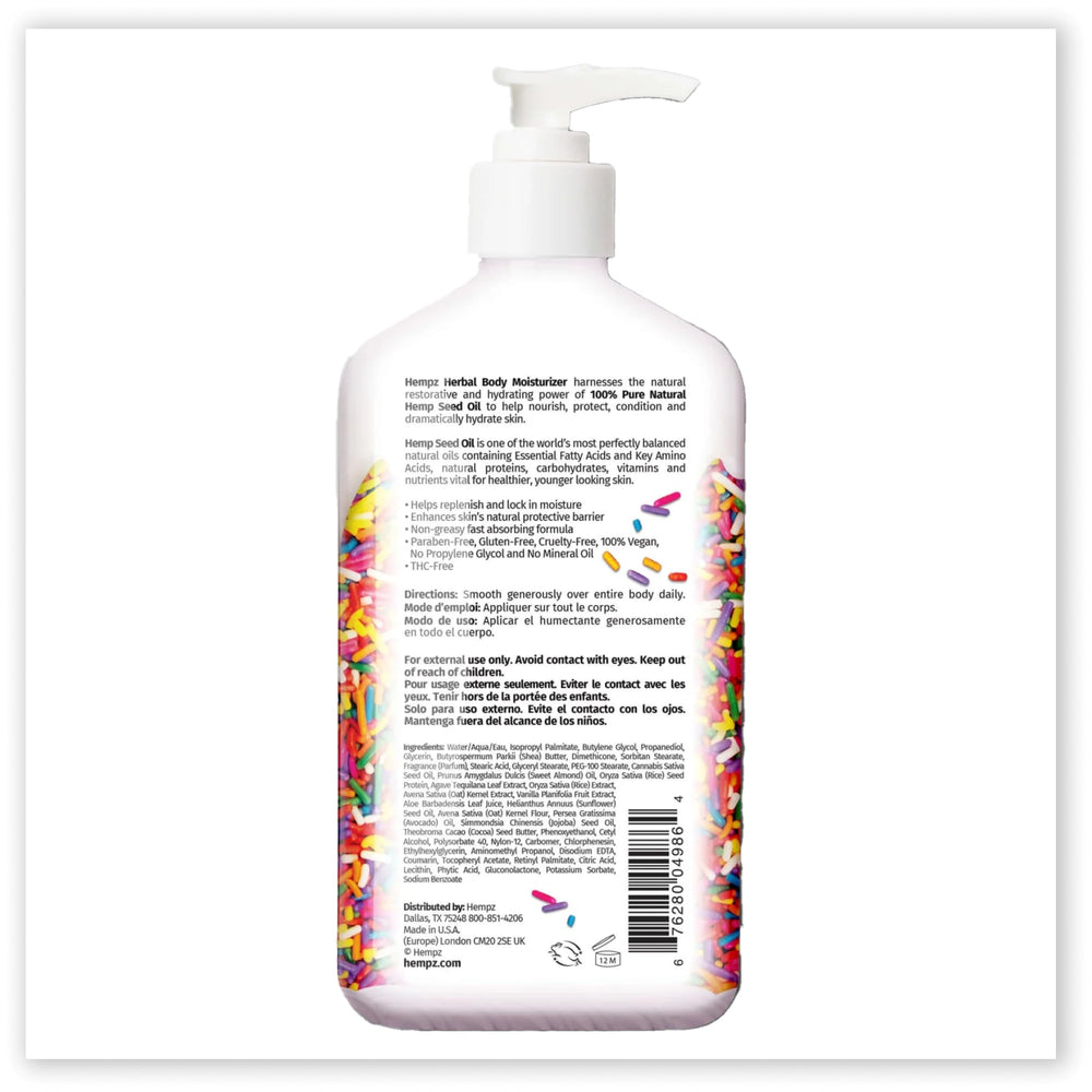 Hempz envase crema corporal de lujo para piel suave y nutrida.