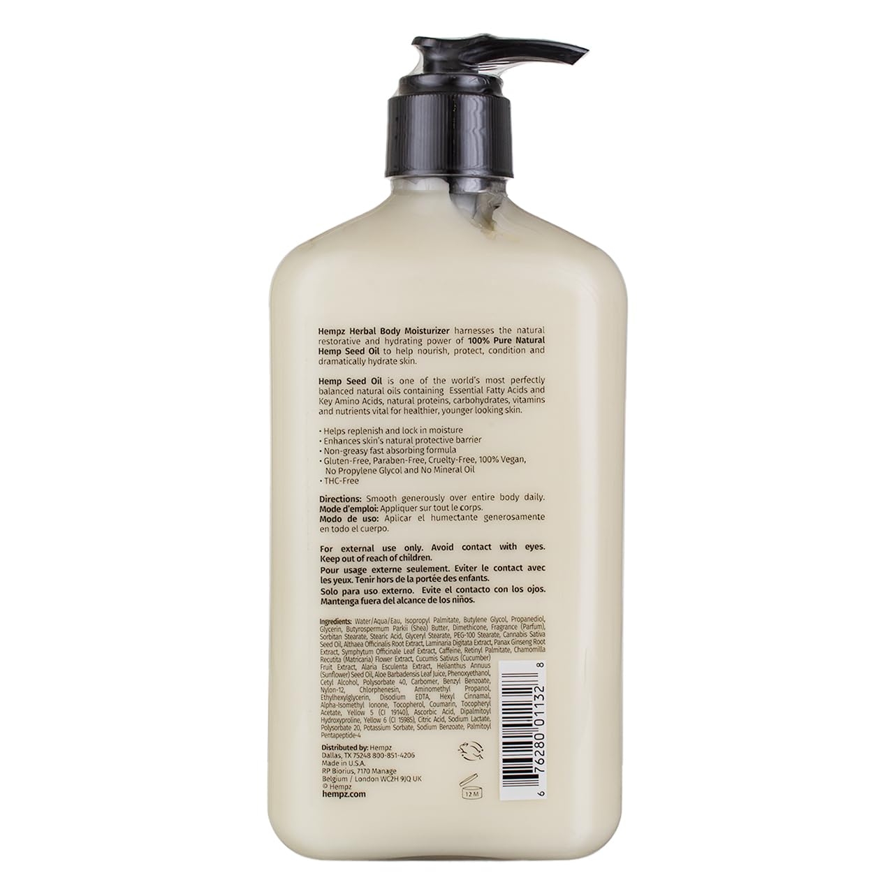 Hempz Hydratant Corporel Anti-Âge, application quotidienne nourrissante.