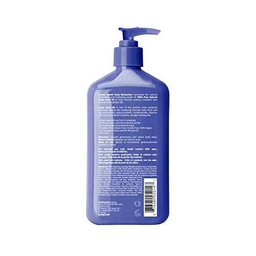 Hempz loción corporal, textura suave, hidratación diaria para piel radiante.
