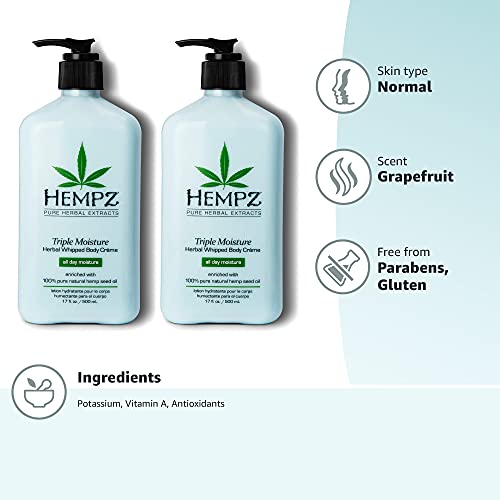 Hempz paquete de dos crema corporal para cuidado continuo.