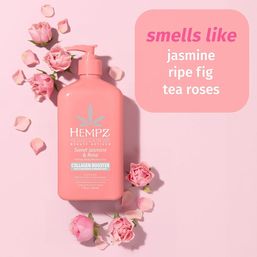Hempz Sweet Jasmine & Rose, aplicación en la palma para hidratación diaria