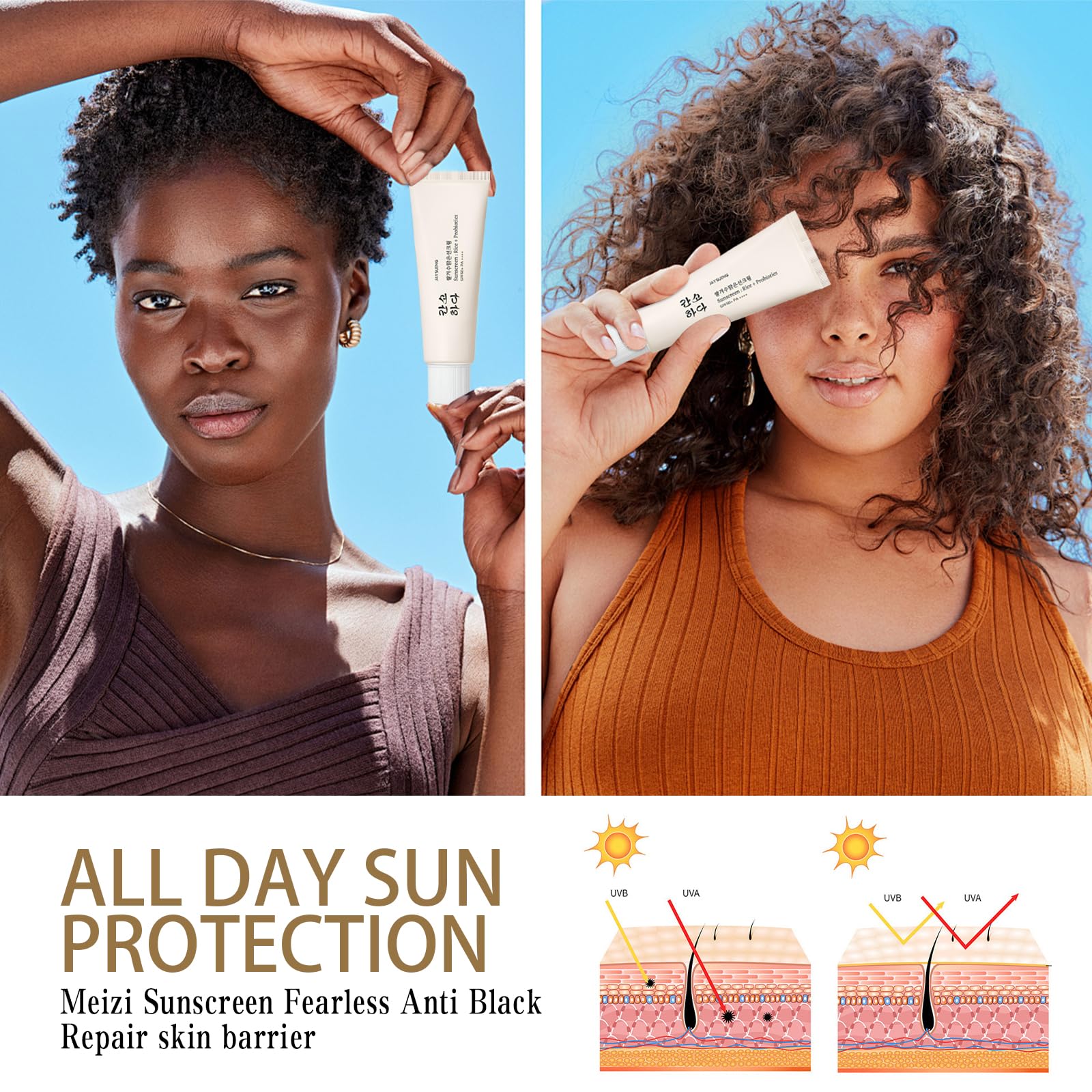 HENGRUNXIN Relief Sun: emballage deux pièces facilitant votre routine beauté