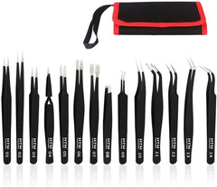 Pinzas de precision HengTianMei, conjunto de 14 piezas para artesania y electronica.