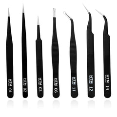 Pinzas de precisión HengTianMei, conjunto de 7 piezas, ideal para tareas delicadas