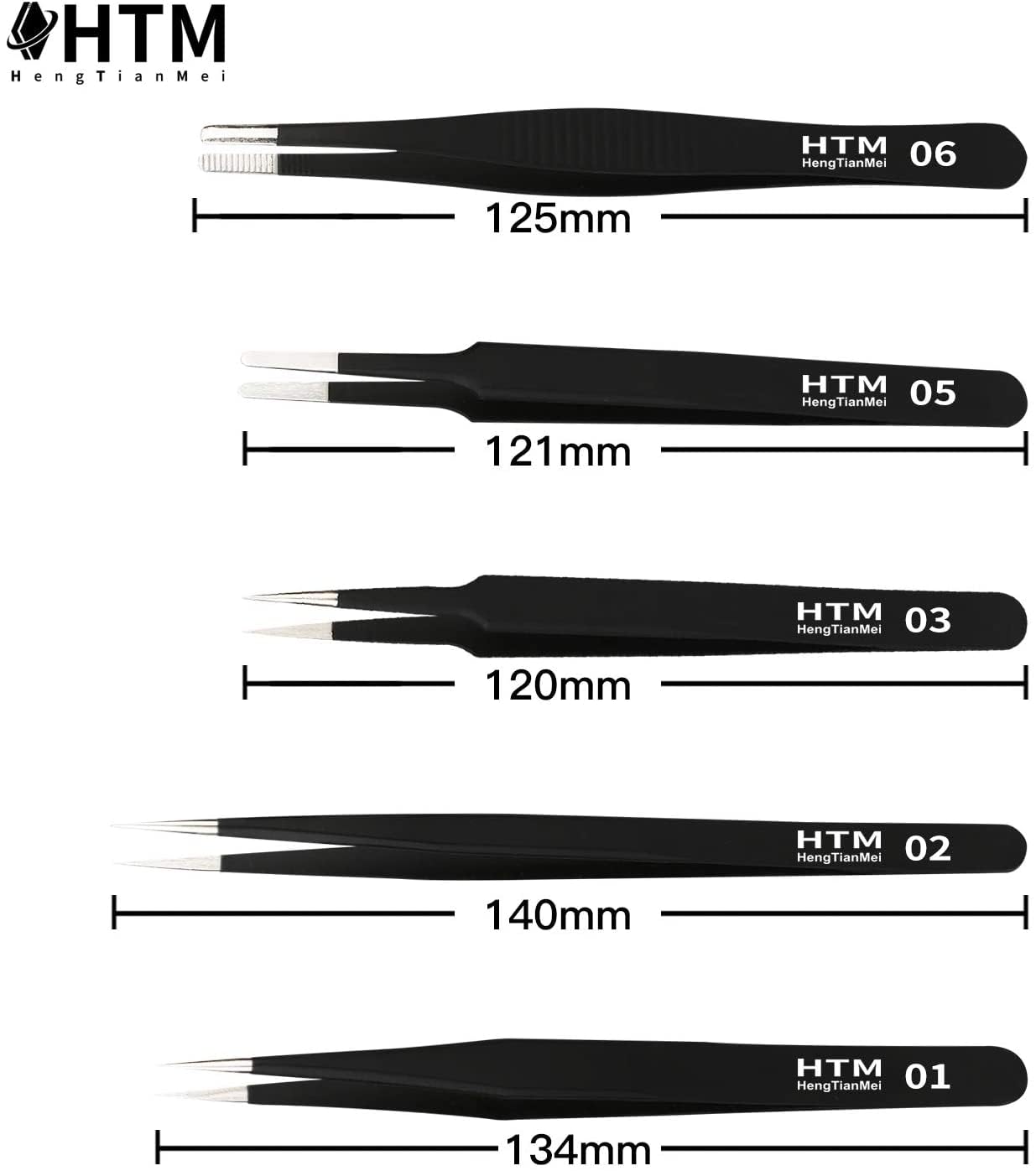 Pinzas antiestaticas HengTianMei de acero inoxidable para reparacion electronica.