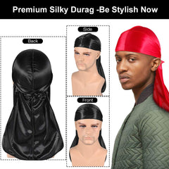 Durags de tiras largas Heniho (39,3 pulgadas) para envolturas dobles.