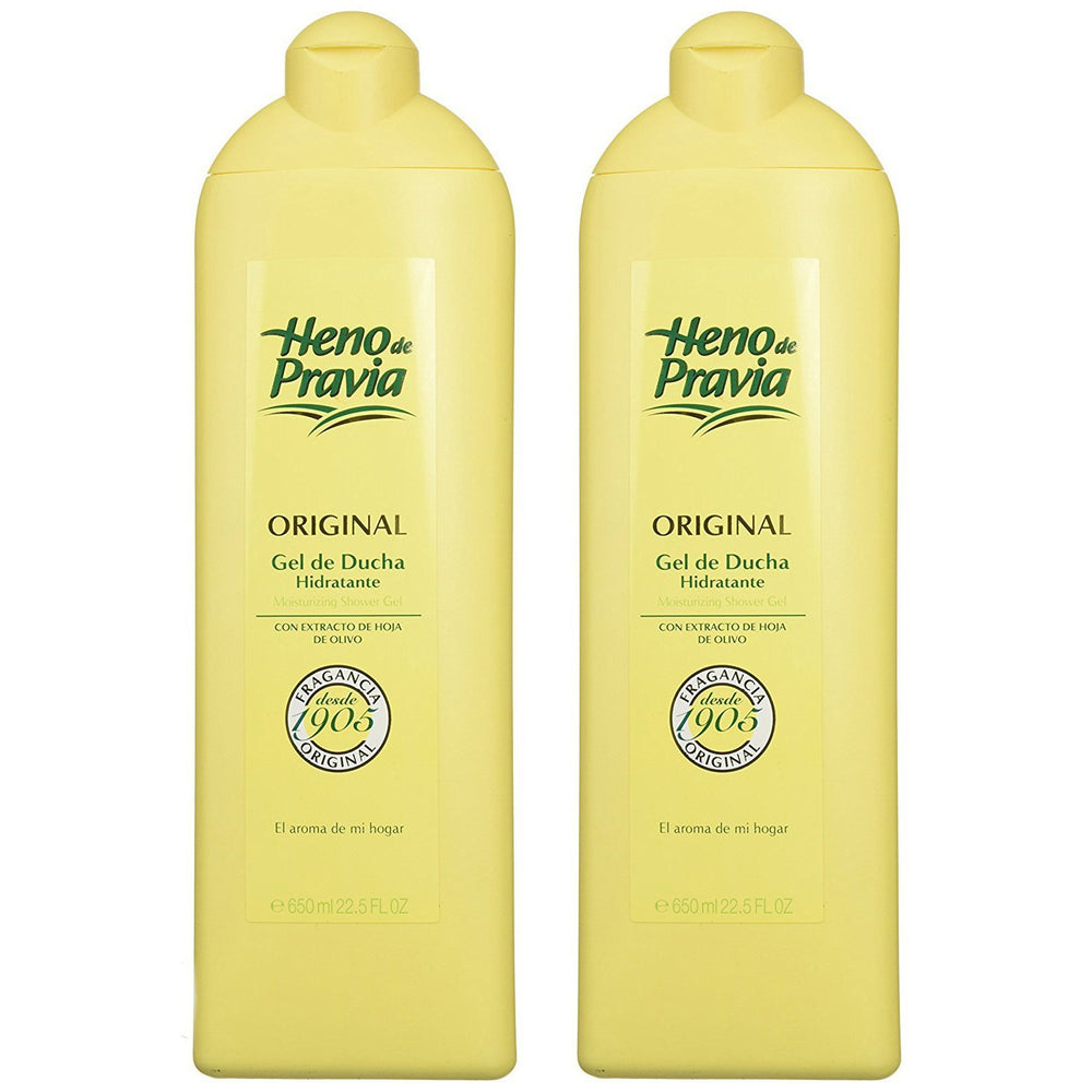 Gel de Ducha Heno de Pravia, frente de pack original, fragancia suave para uso diario.