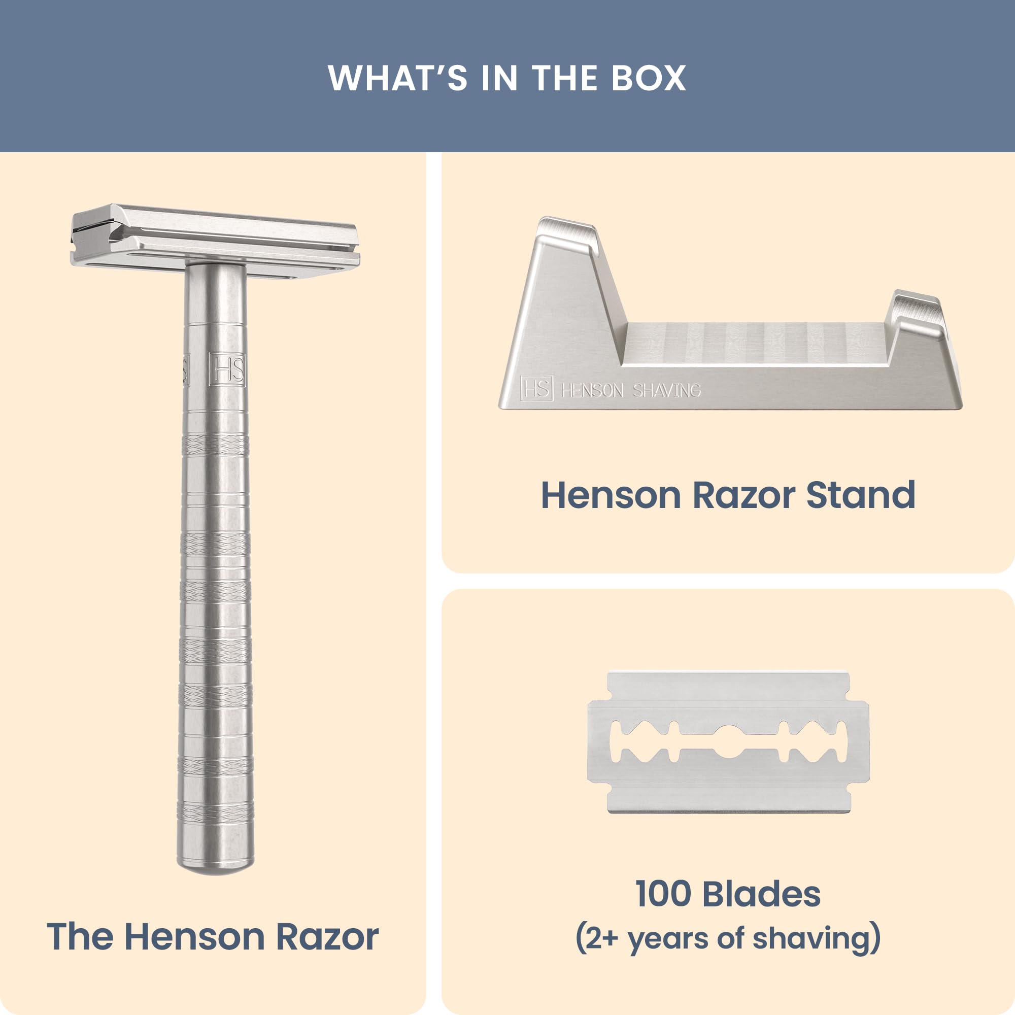 100 hojas dobles de Henson, afeitado suave y consistente.