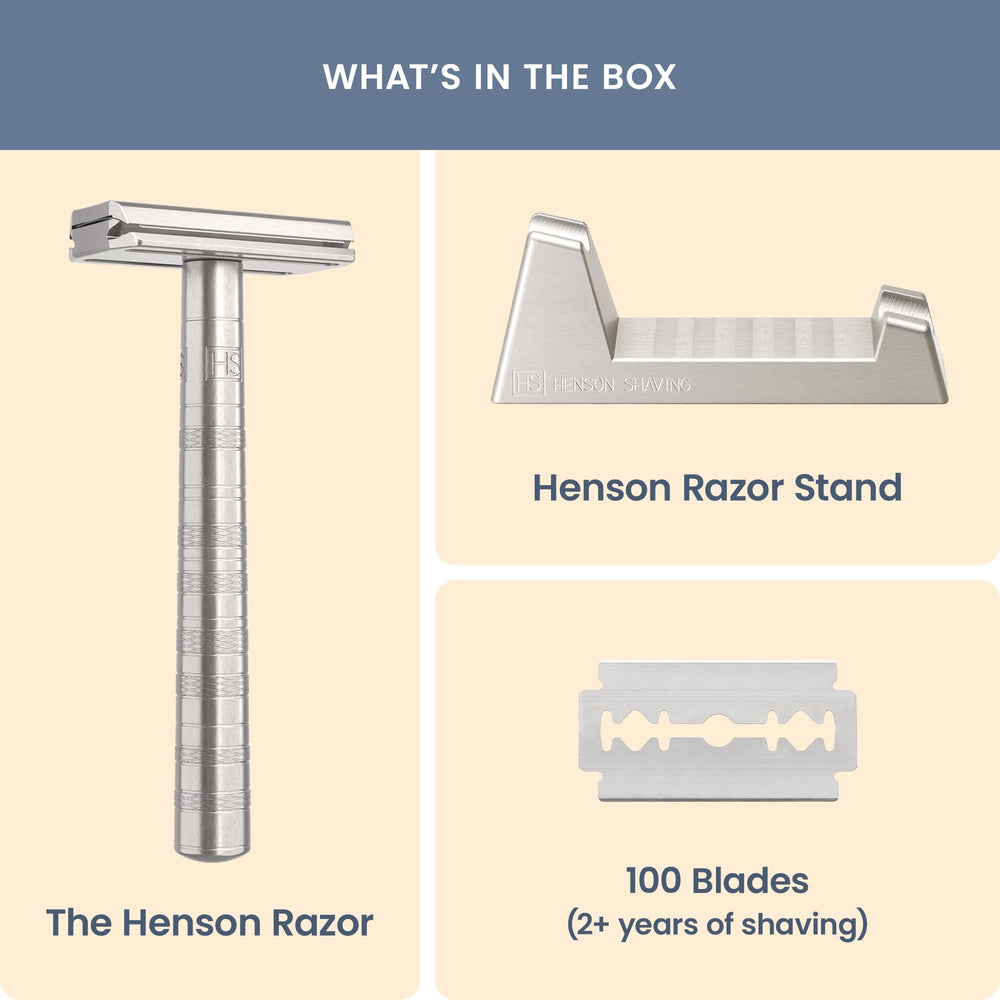 100 hojas dobles de Henson, afeitado suave y consistente.
