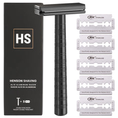 Maquinilla Henson negro jet con cabeza de 30° para afeitado cómodo.