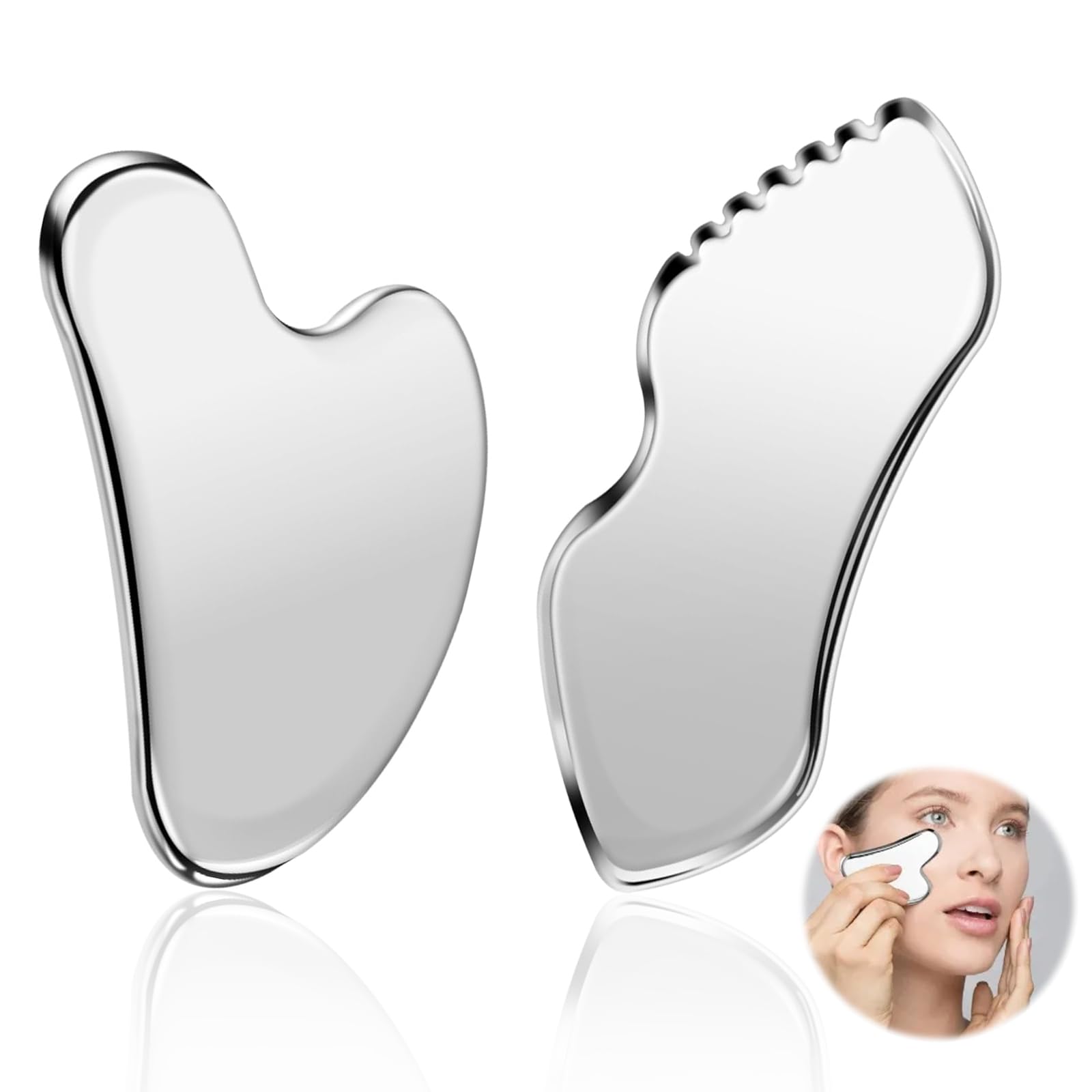 heqxwl herramienta raspado facial de acero inoxidable frente, definición del contorno