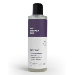 Her Fantasy Box Refresh bottle front view for gentle cleansing and balanced skin.