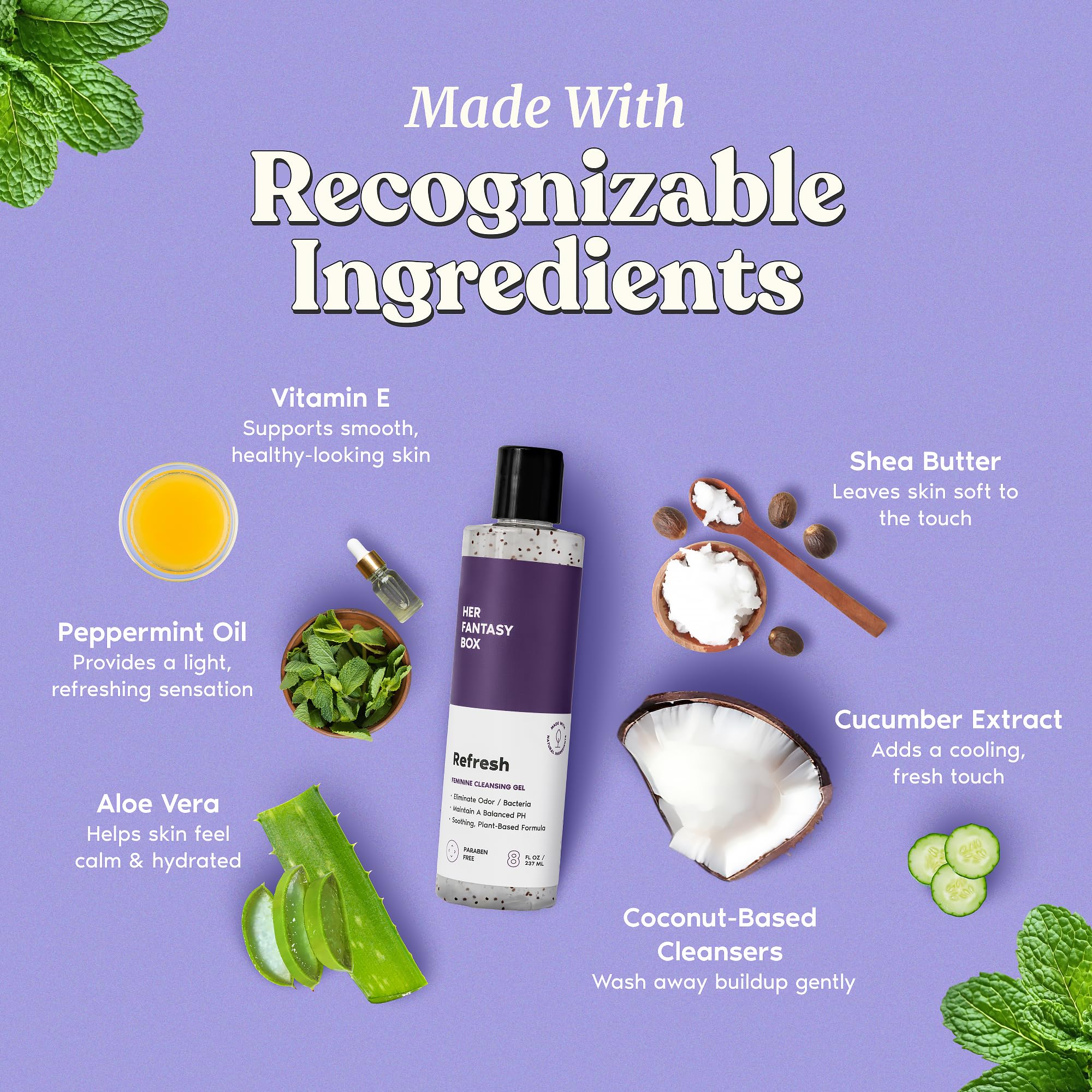 Extracto de limón y menta en Refresh para aroma ligero y limpieza suave.