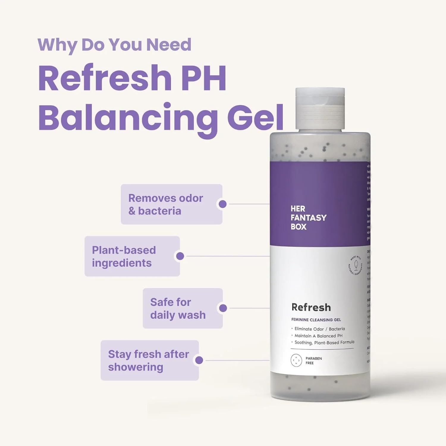 Her Fantasy Box Refresh lather in shower demonstrates a foamy, soothing cleansing experience.