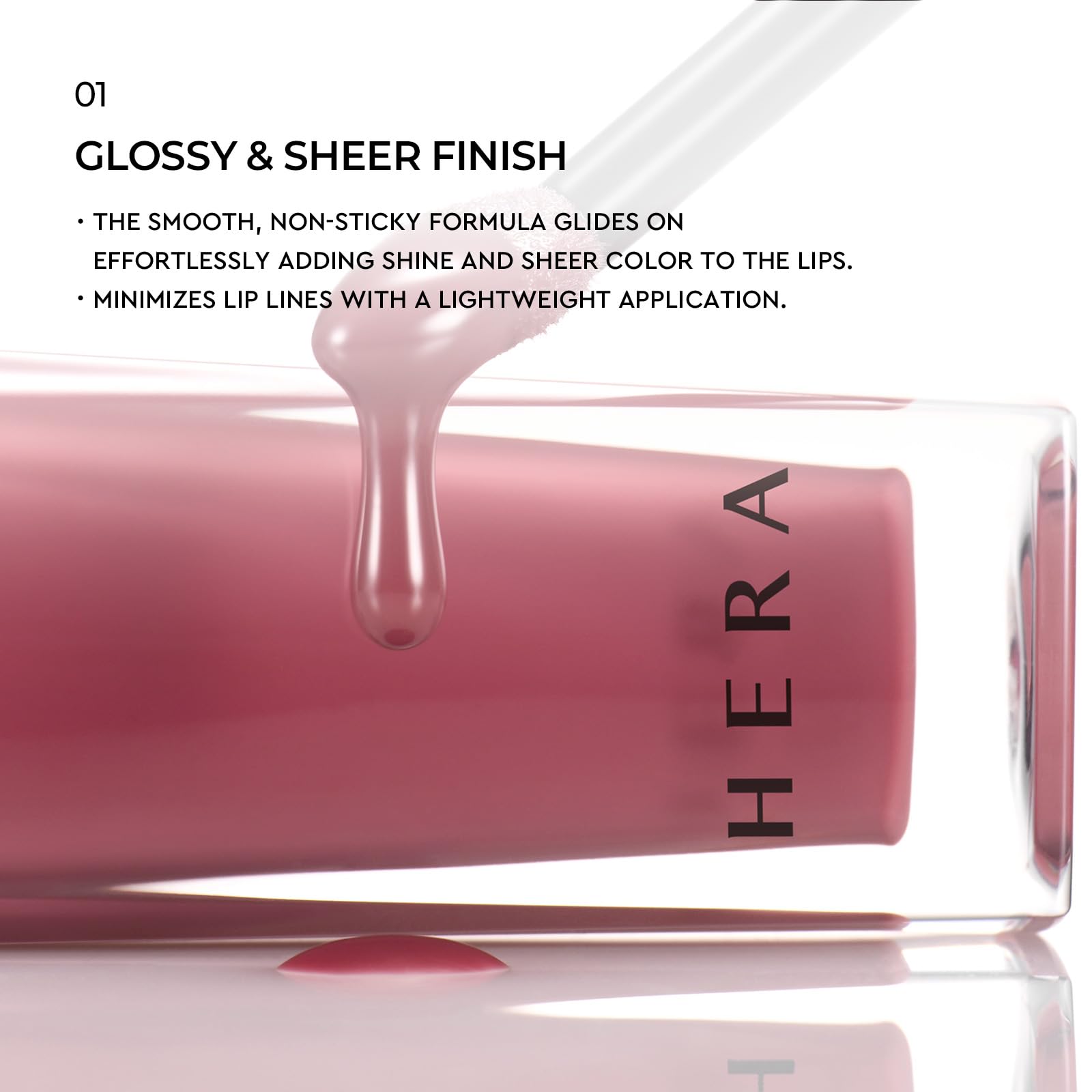 HERA Sensual Nude Gloss 415 Brownie Boy, hidratación diaria que mantiene labios suaves.