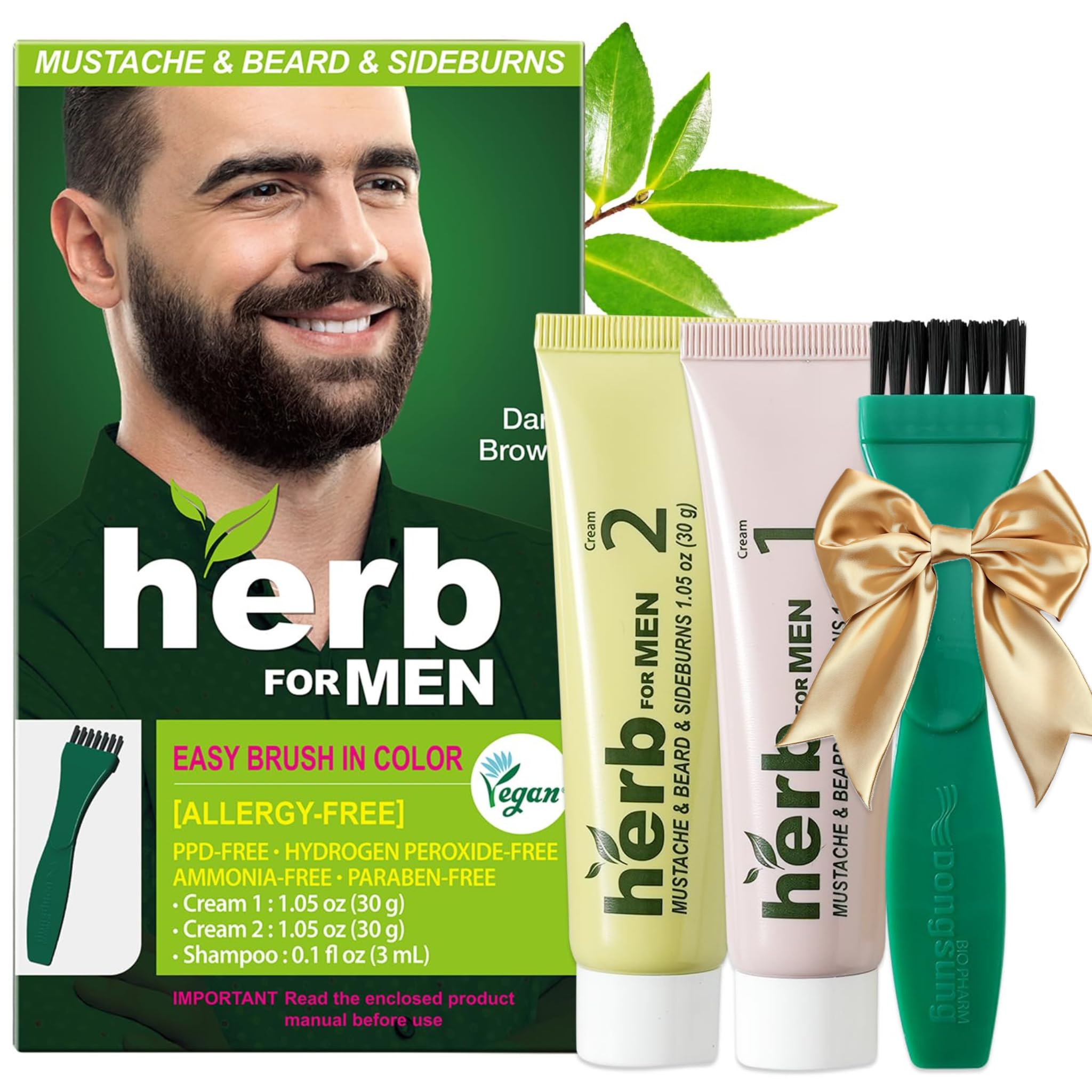 Herb Speedy tiente bigote y barba marrón oscuro, color duradero