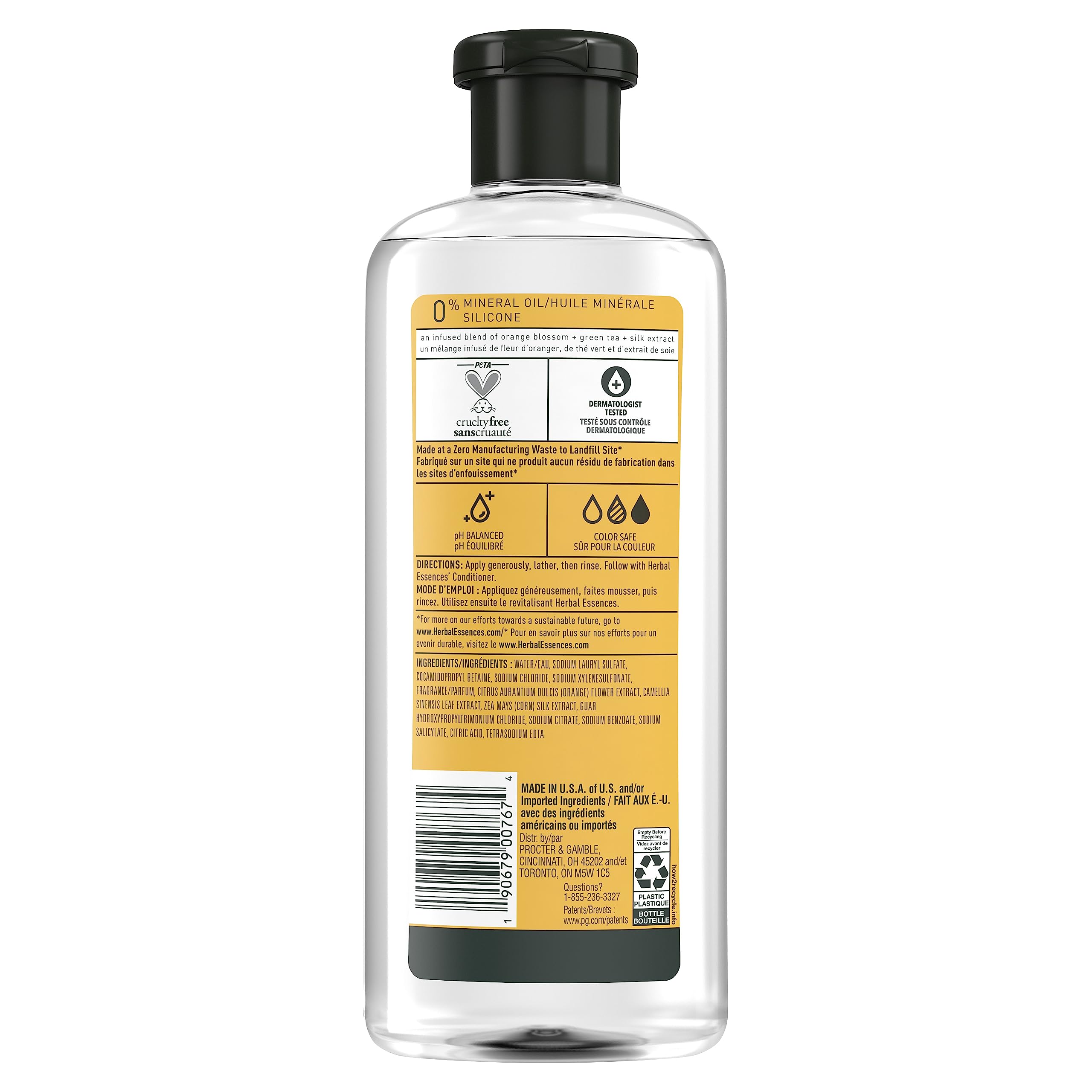 Herbal Essences Champú Azahar Naranja Ingredientes Naturales: extractos botánicos que nutren.