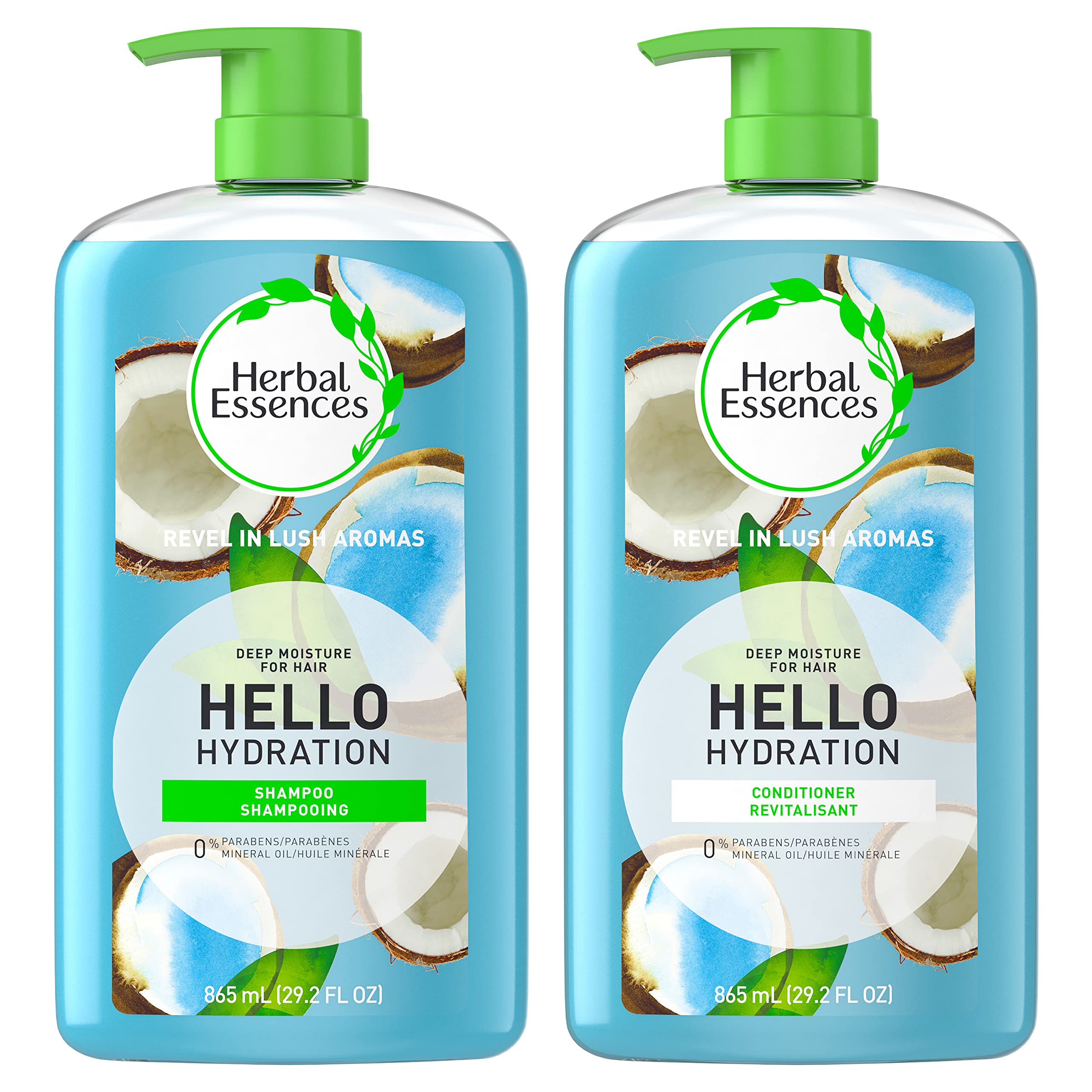 Herbal Essences Hello Hydration – bouteille shampoing, hydratation en profondeur pour cheveux colorés.