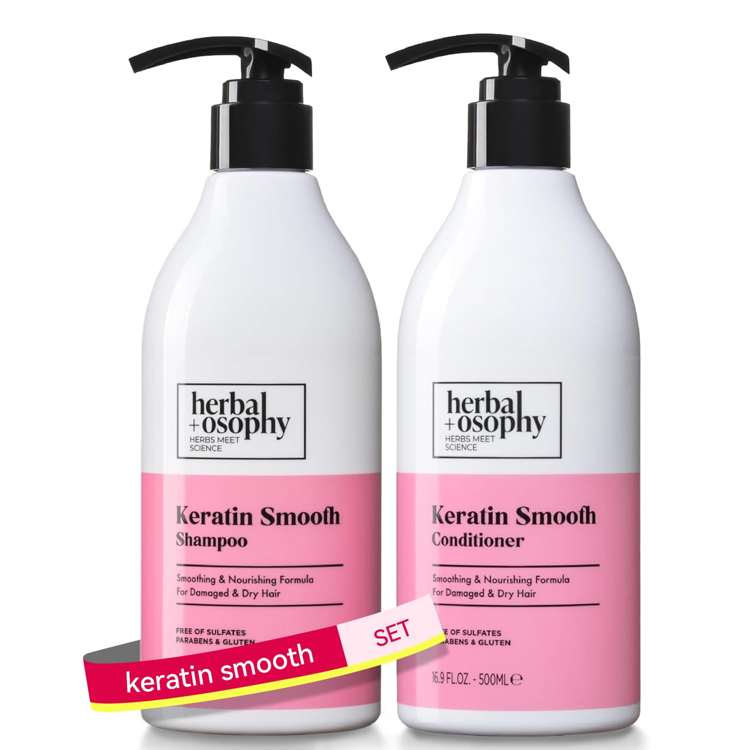 Herbalosophy Keratin Champú nutritivo para suavidad y brillo del cabello