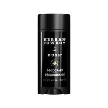 Desodorante Herban Cowboy Dusk en botella de 2.8 oz para uso diario.