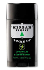 Herban Cowboy Forêt Déodorant, bouteille 79 ml, longue tenue possible.
