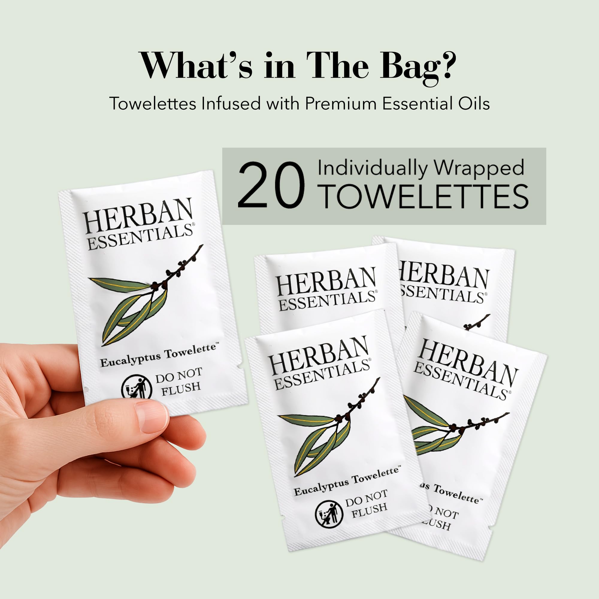 Herban Essentials toallitas-viaje-individual para refrescar manos en movimiento