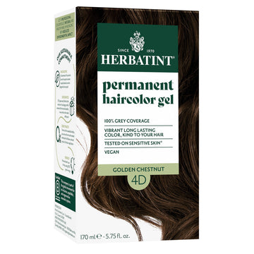 Herbatint 4D Golden Chestnut, envase eco, color duradero y respetuoso con el cabello.