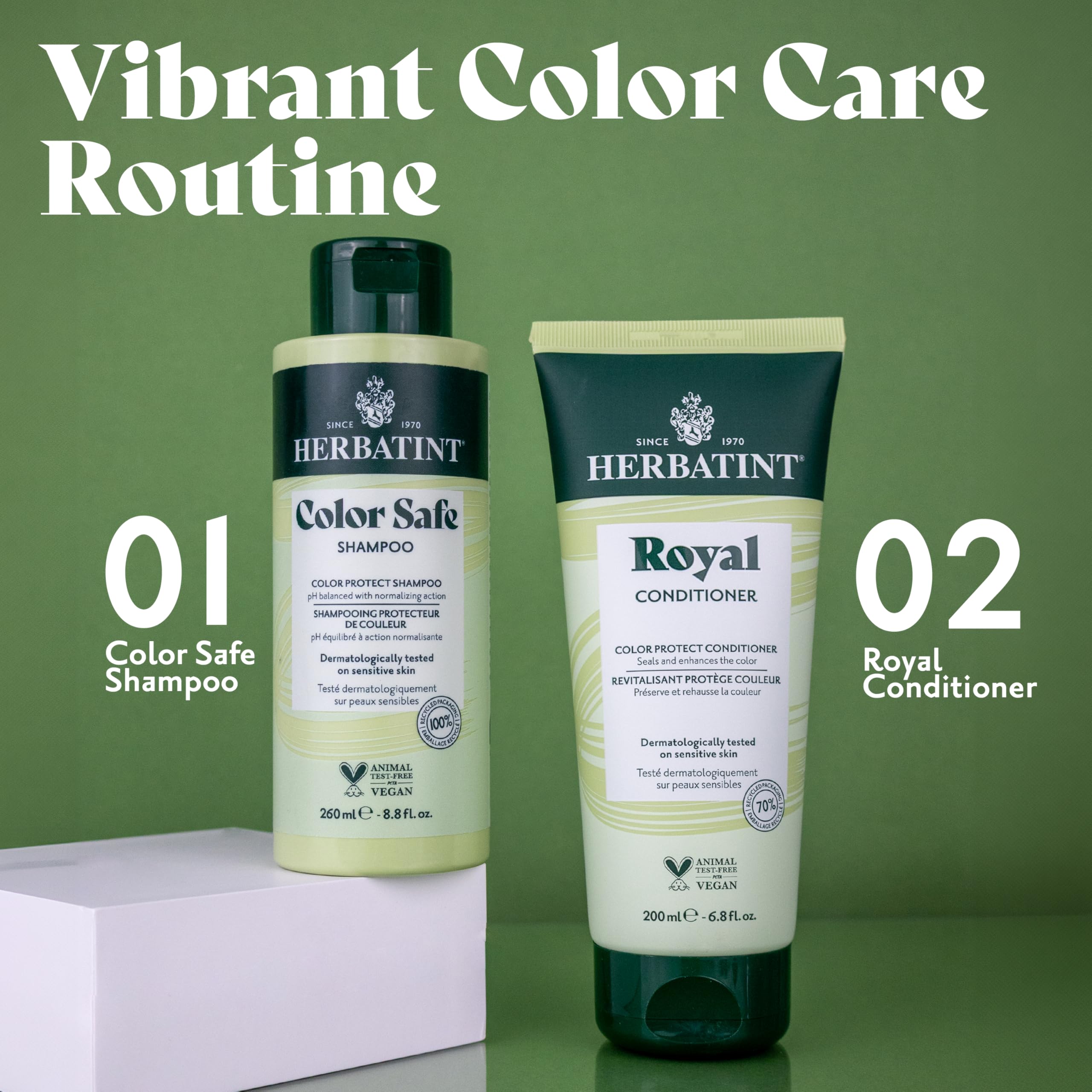 Herbatint Royal Acondicionador, fórmula vegana libre de parabenos.