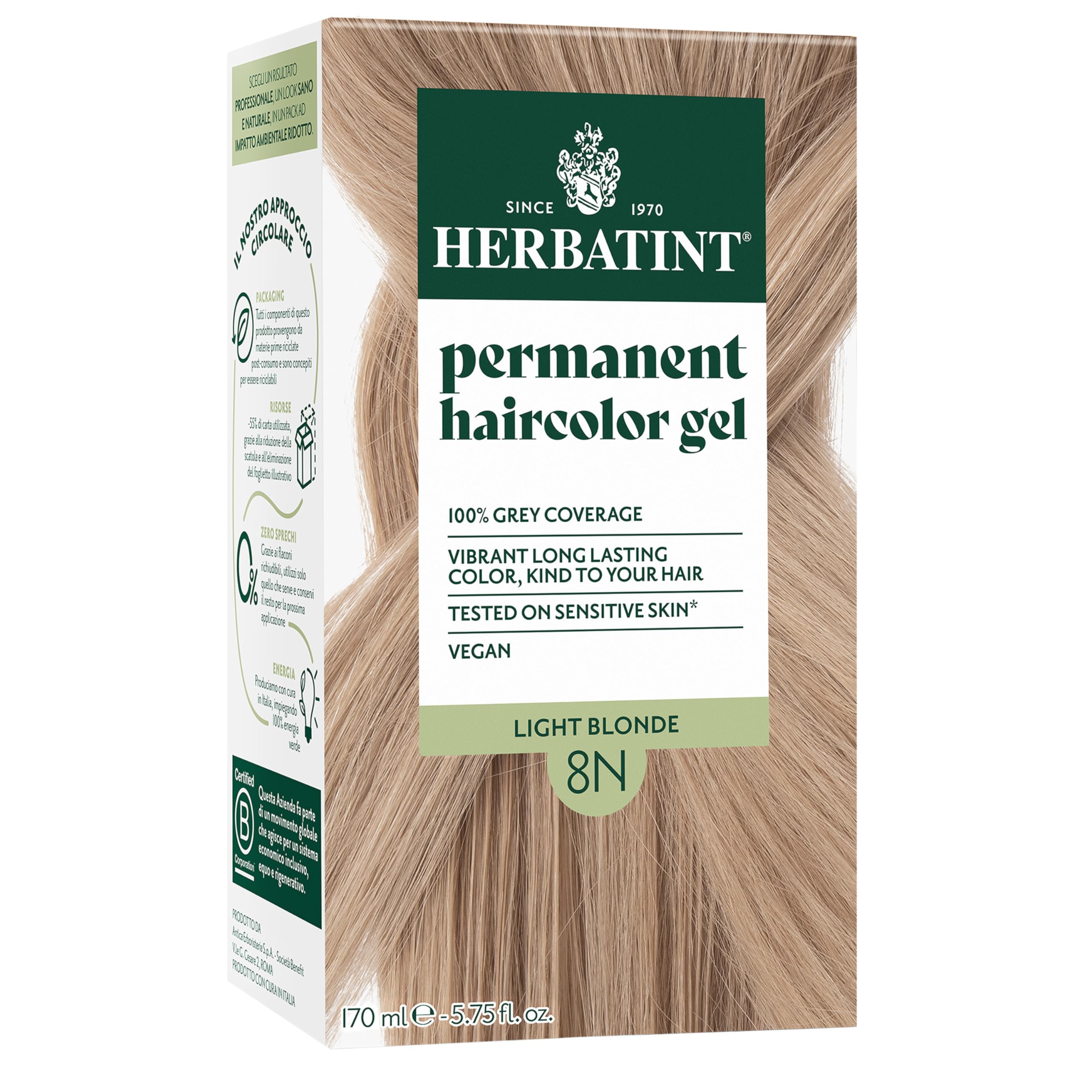 Tinte Herbatint 8N en botella para rubio claro y color natural