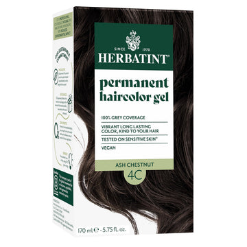 Herbatint tinto 4C ceniza mostrando tono ceniza para neutralizar reflejos cálidos.