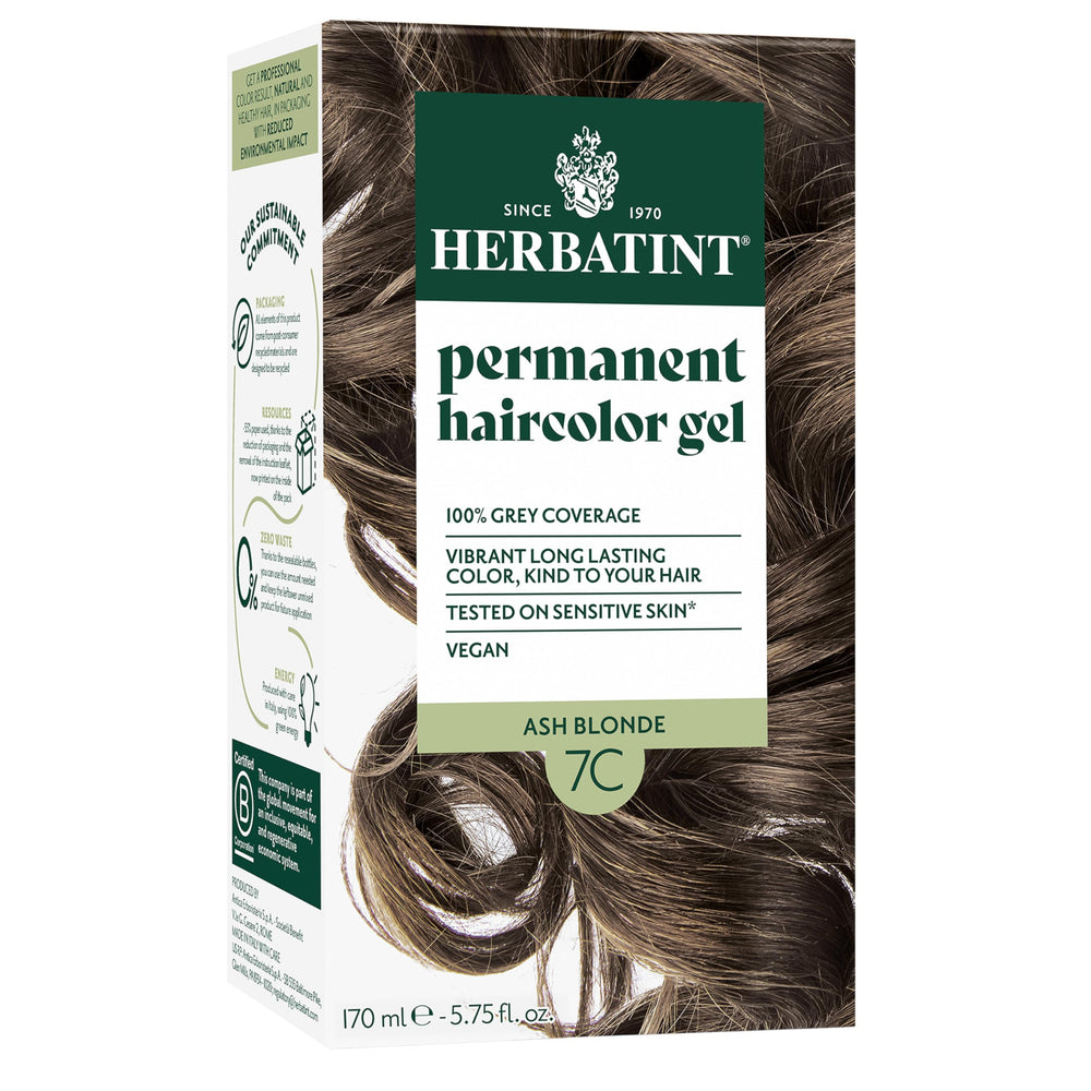 Herbatint 7C ceniza rubio, tinte permanente que cubre canas resistentes con resultado suave.