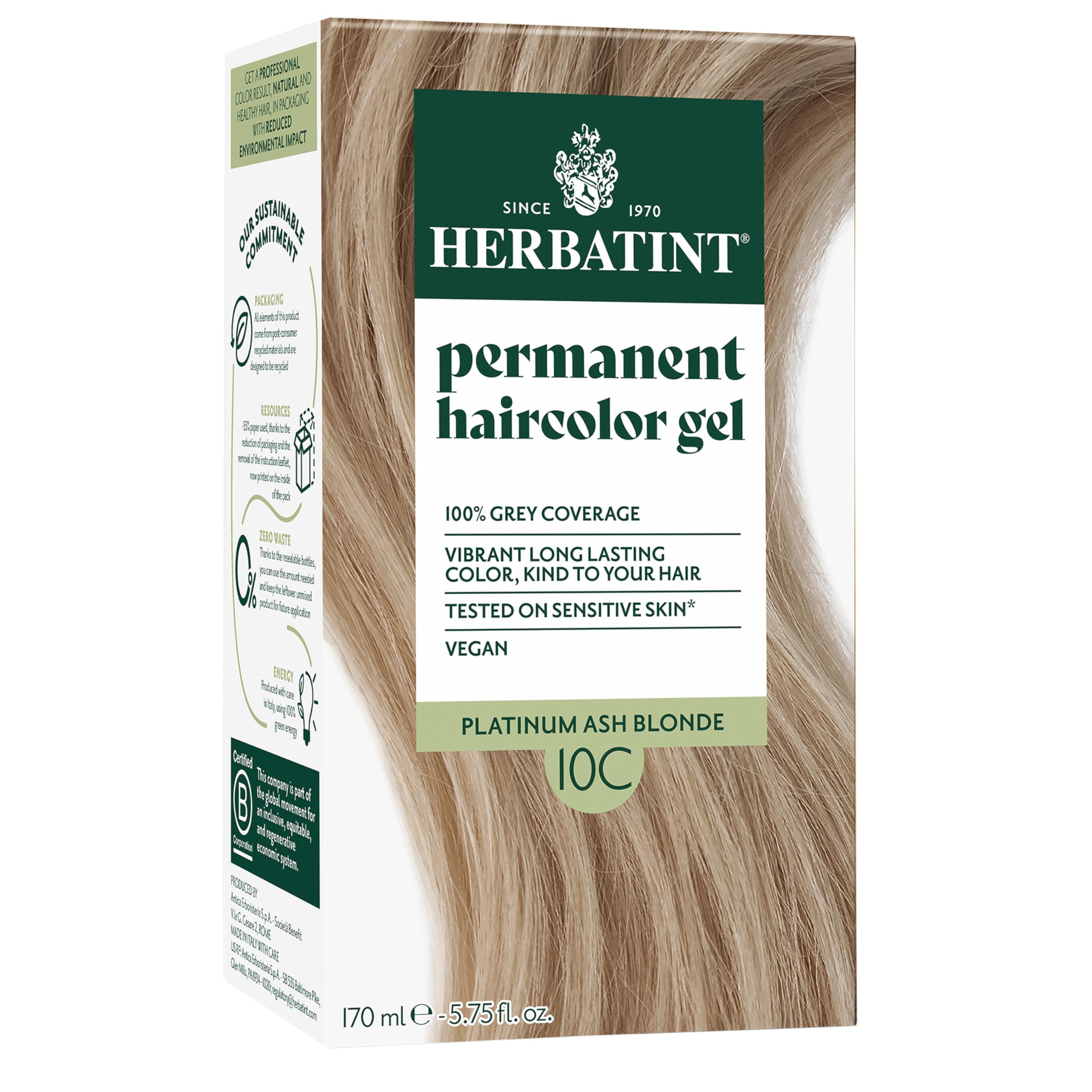 Herbatint 10C Rubio Suecia: cobertura de canas duradera y tono natural