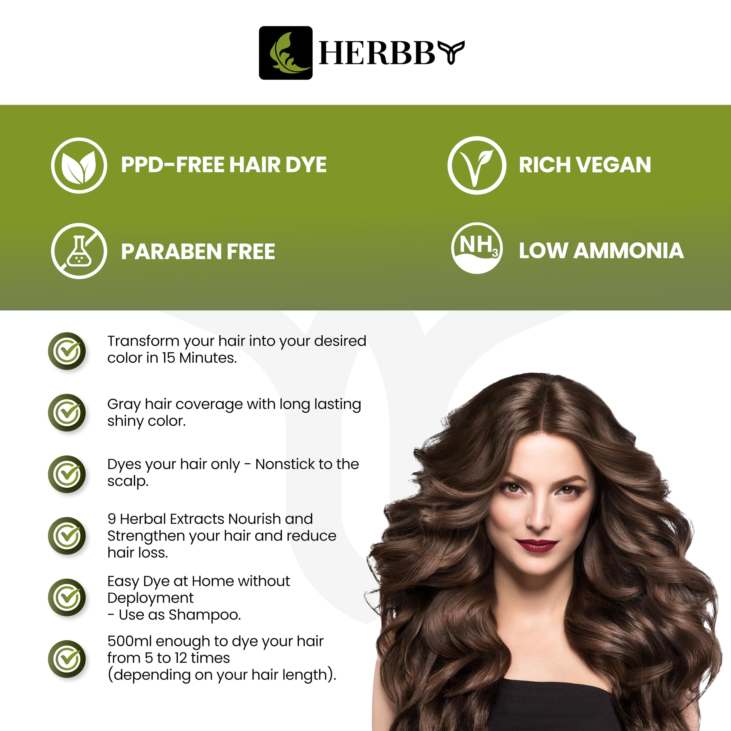HERBBY Color Shampoo: aplicación en manos para uso doméstico suave.