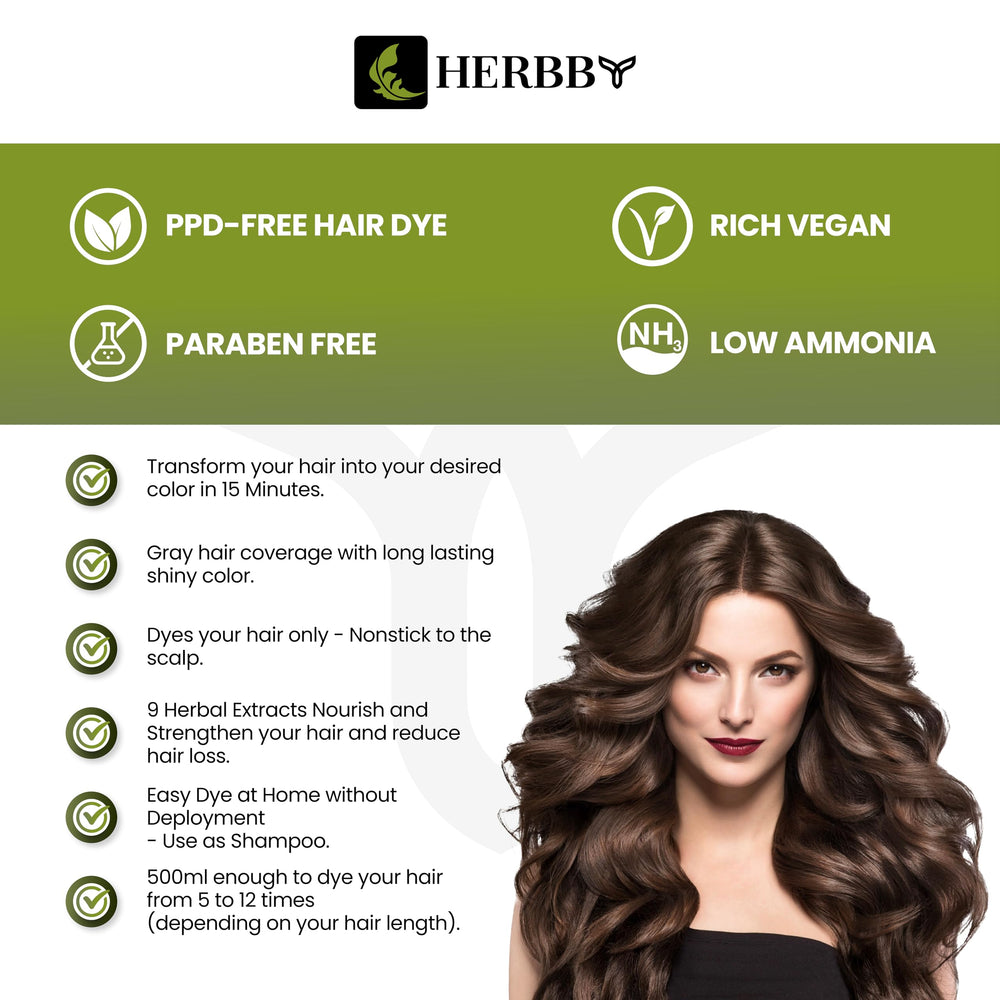 HERBBY Color Shampoo: aplicación en manos para uso doméstico suave.