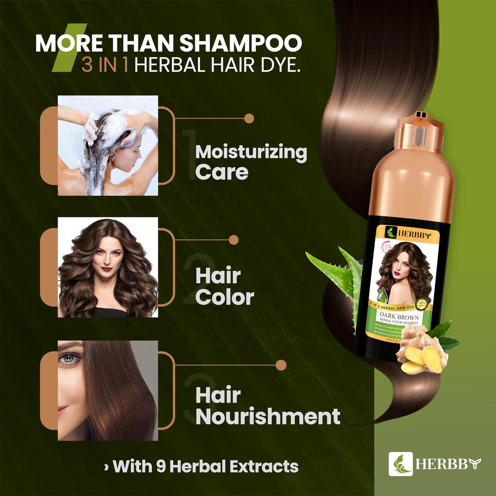HERBBY Color Shampoo: resultado antes y después con cobertura de canas.