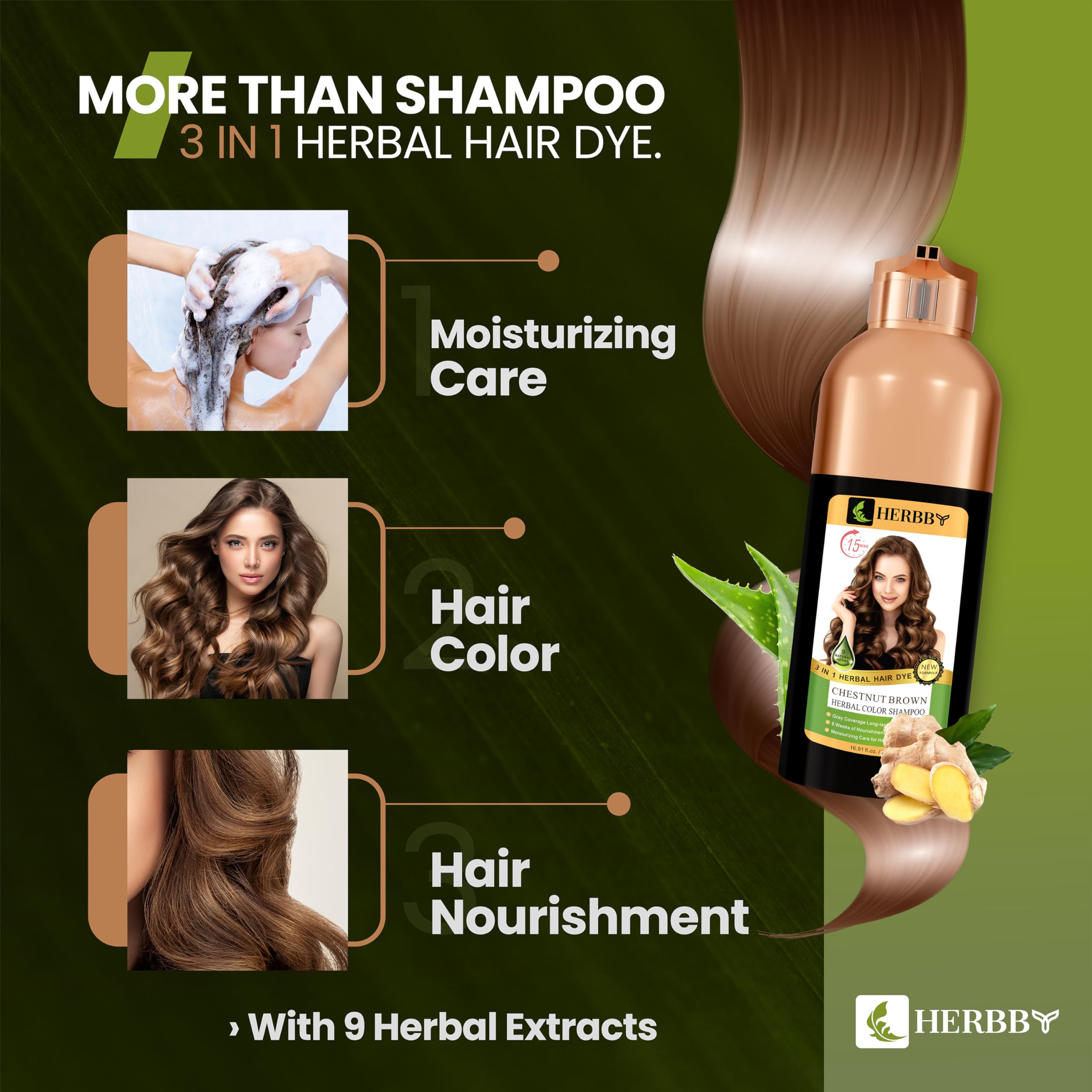 HERBBY Formule faible en ammoniaque pour confort du cuir chevelu.