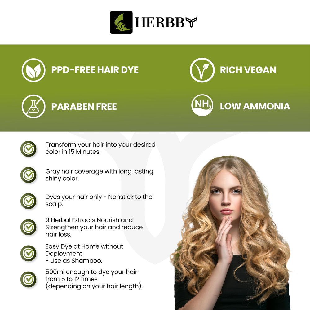 HERBBY Hair Color Shampoo: aplicación en cabellos con textura cremosa.