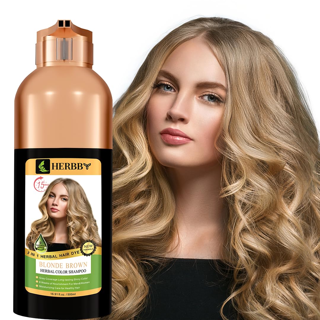 HERBBY Hair Color Shampoo: botella frontal con color vibrante para canas.