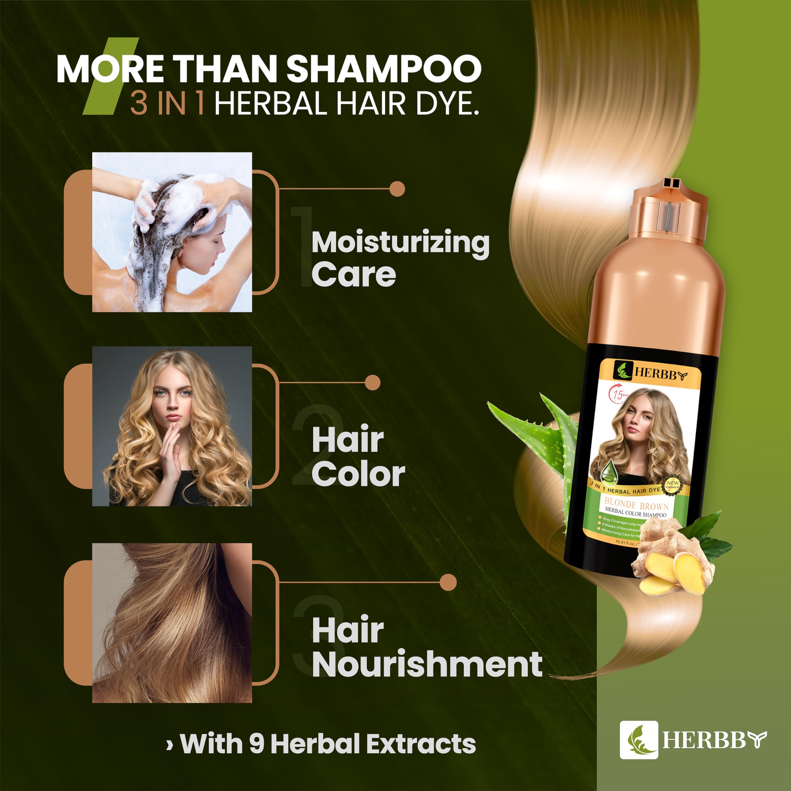 HERBBY Hair Color Shampoo: resultado estable entre 6-8 semanas.