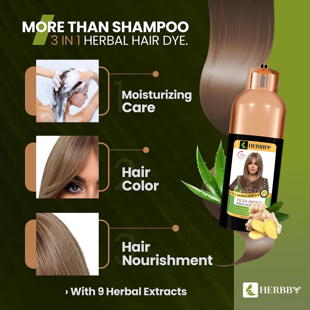 HERBBY Hair Color Shampoo tiger brown accentue cette nuance chaude.