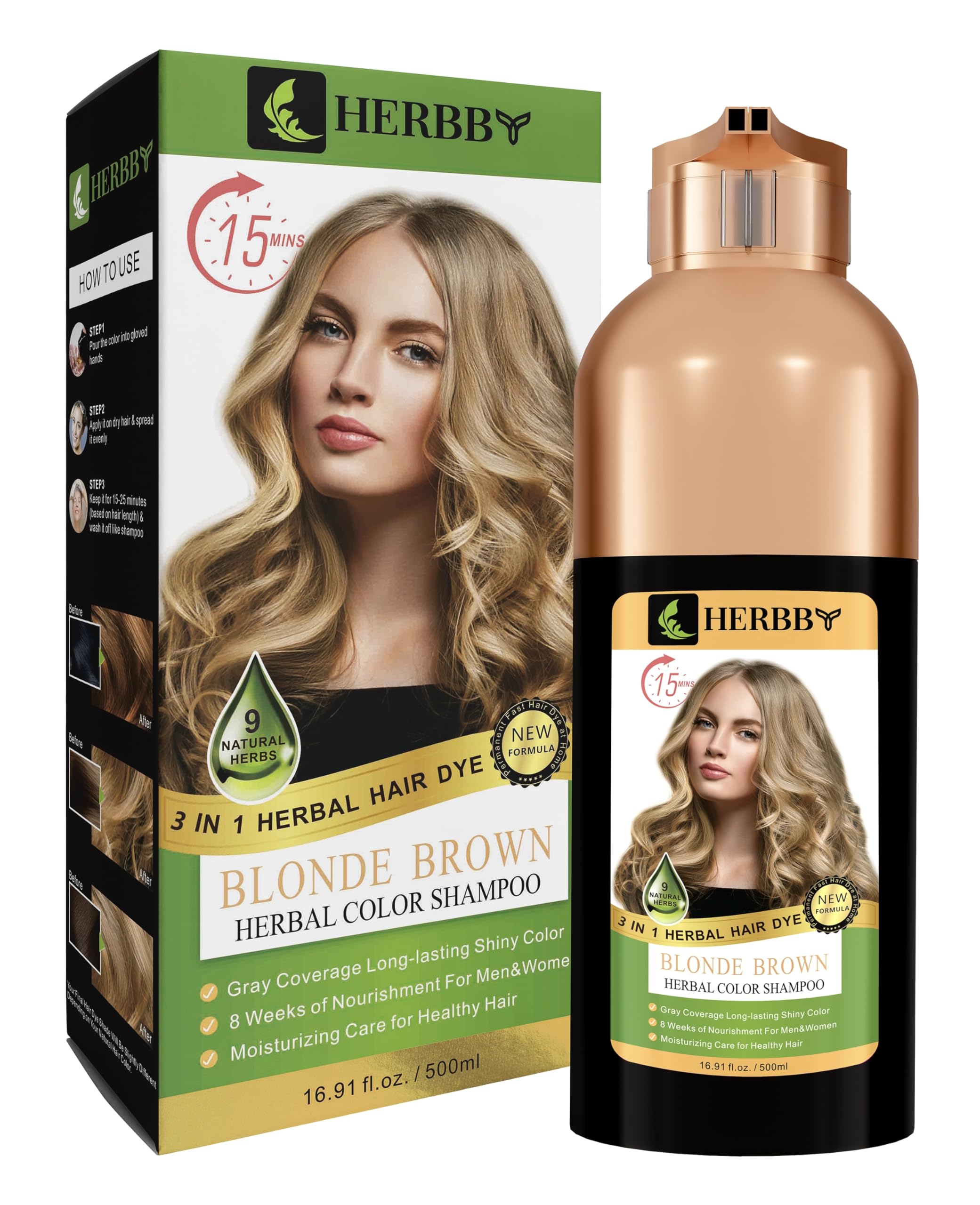 HERBBY Hair Color Shampoo: uso en casa sin salón.