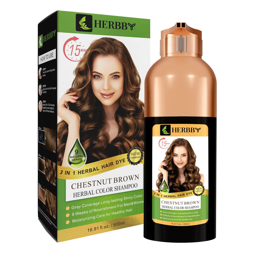 HERBBY Nuances chataigne-noisette visibles et naturelles.