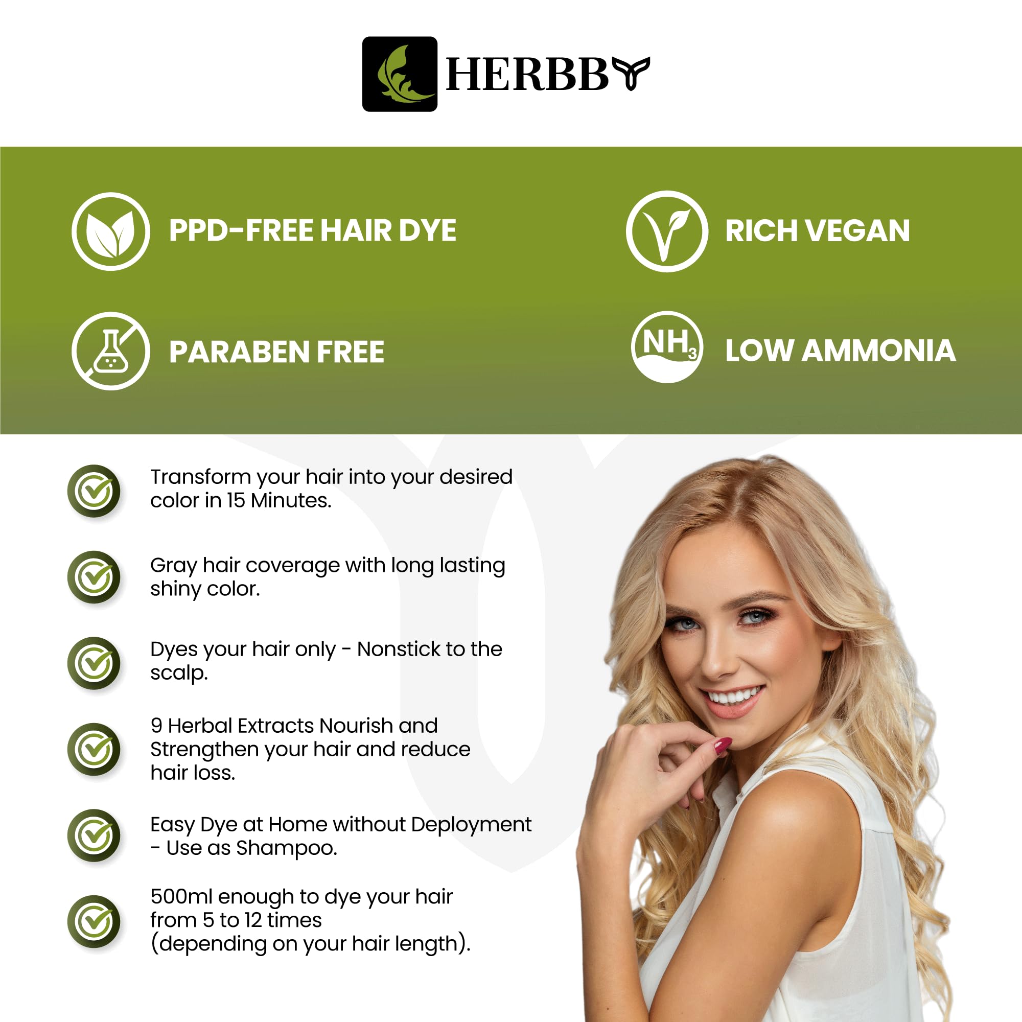 HERBBY shampoing couleur longue durée pour une teinte qui dure.
