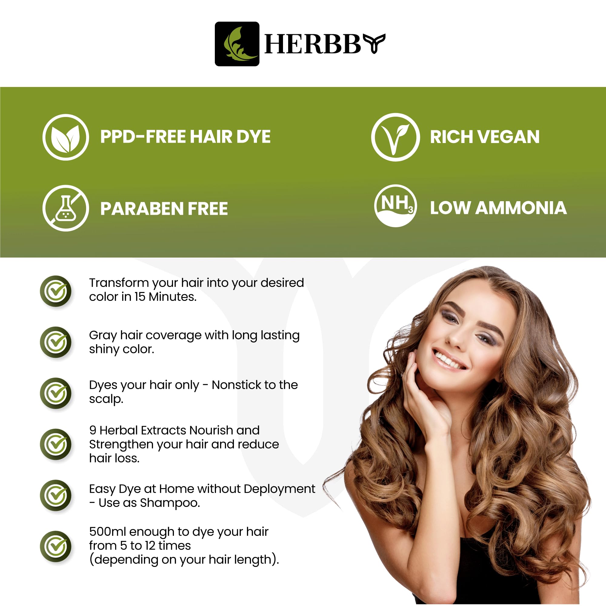 Transformation couleur HERBBY pour une teinte uniforme.