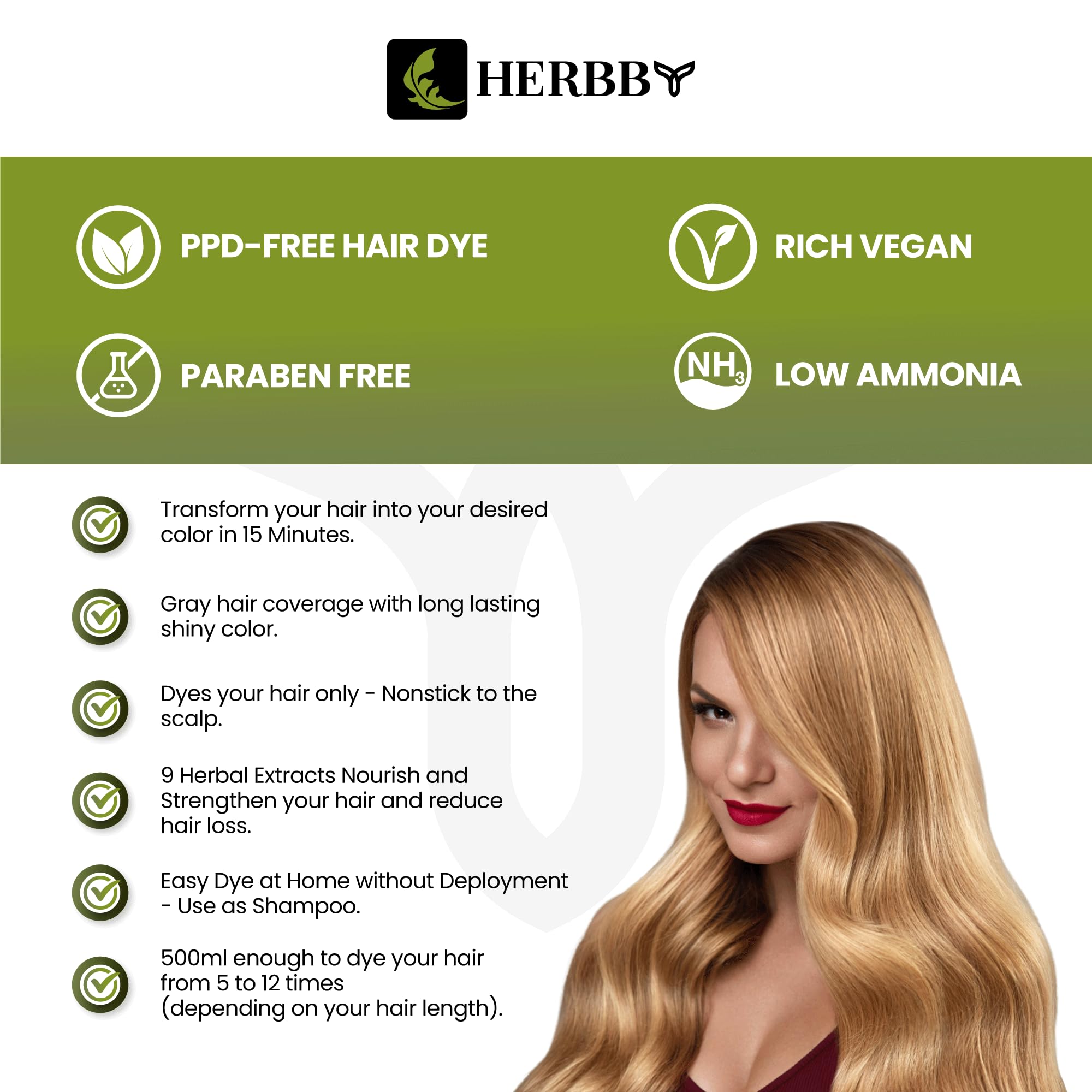 HERBBY, transformación de color que se ve natural y vibrante.