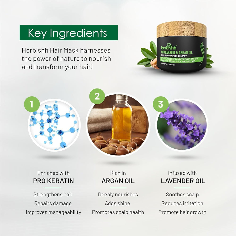 Herbishh Argan Hair Mask - aplicación fácil en casa para spa suave