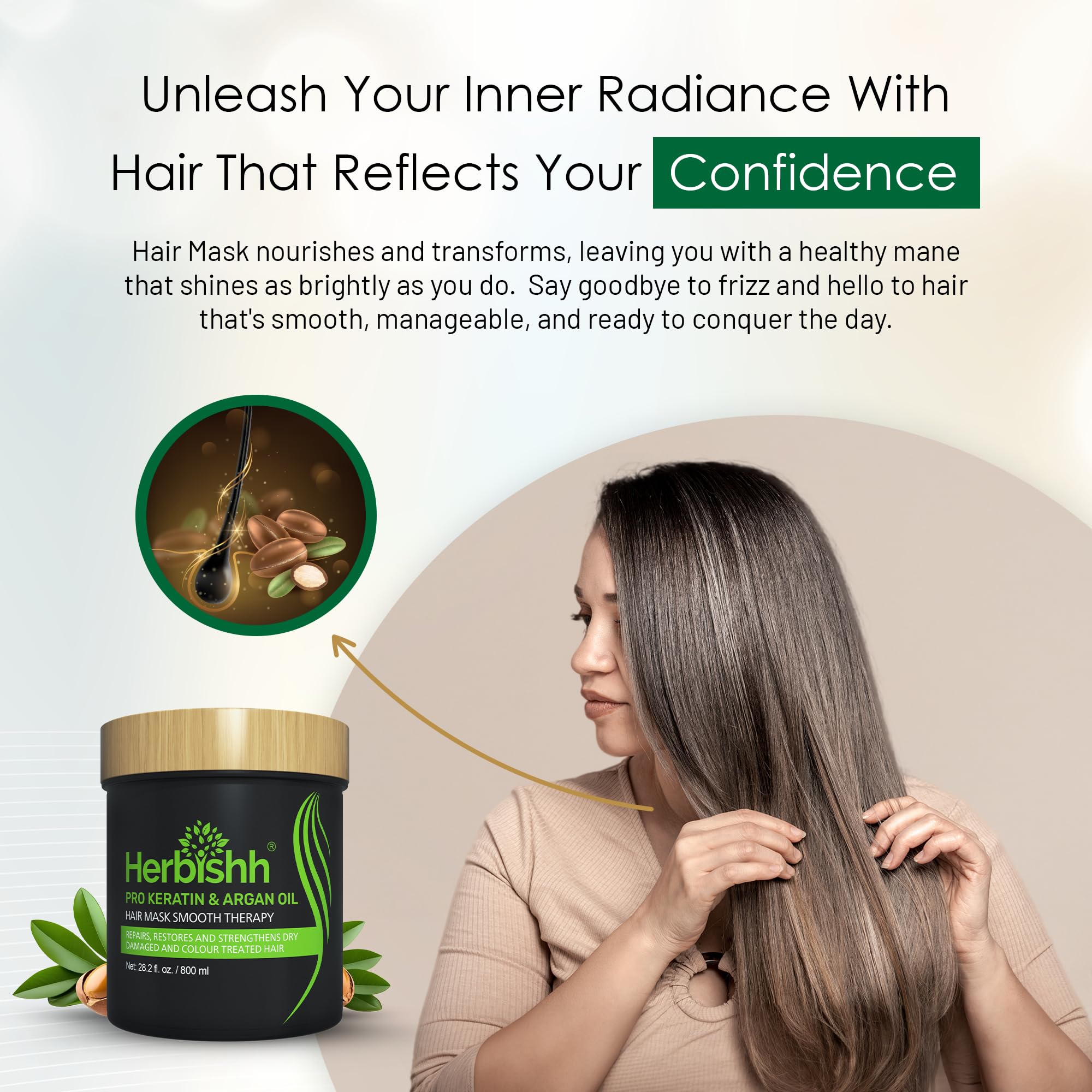 Fragancia suave a lavanda de Herbishh perdura en el cabello.